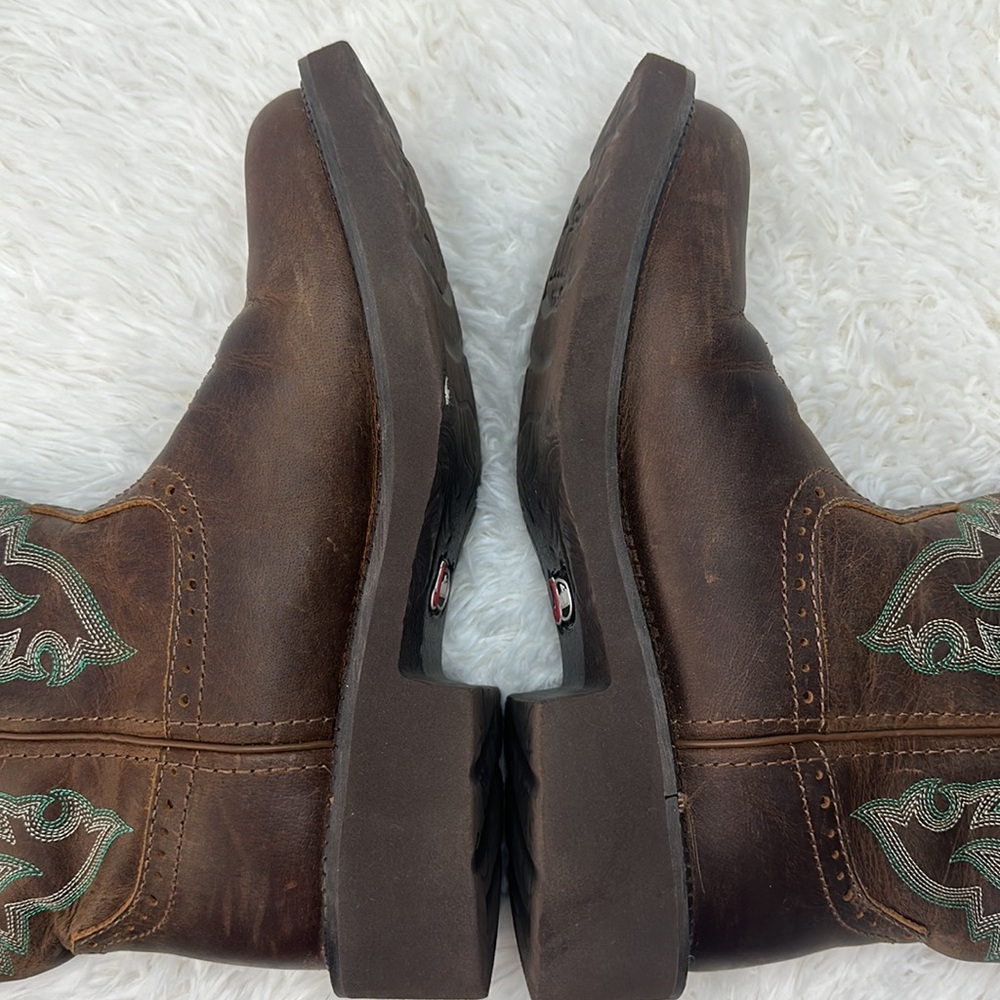 ❌SOLD❌Justin Gypsy Gemma 8" Western Boots Brown Green Festival Boho Rodeo Cowb… - Picture 9 of 11